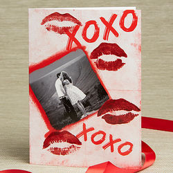 Custom Photo Hugs & Kisses Valentine's Day Greeting Cards