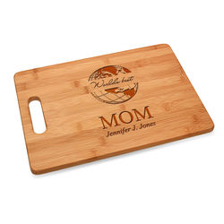 World's Best Mom Personalized Bamboo Cutting Board with Handle