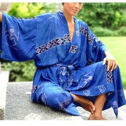 'Deep Blue Sea' Women's Batik Robe