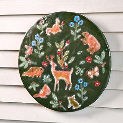Woodland Animals Lighted Recycled Oil Drum Lid Wall Art