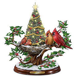 A Merry Little Christmas Tabletop Tree with Sculpted Cardinals