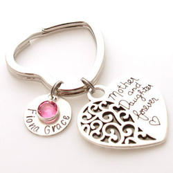 Mother and Daughter Forever Personalized Key Chain with Charm