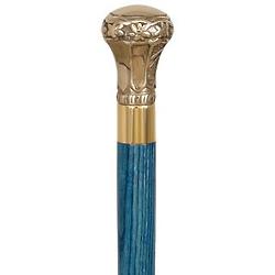 Brass Knob Handle Walking Cane with Stained Ash Shaft