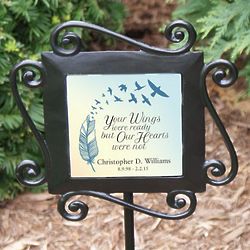 Personalized Your Wings Were Ready Memorial Garden Stake
