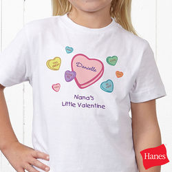 Girl's Personalized Valentine's Day Candy Hearts T-Shirt