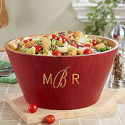 Monogrammed 12" Bamboo Wooden Bowl