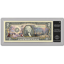 Thomas Kinkade Christmas 2 Dollar Bill with Personalized Box