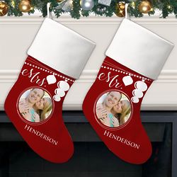 Mr. & Mrs. Custom Photo Christmas Stocking