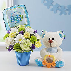 Welcome Baby Boy Lotsa Love Bouquet and Teddy Bear