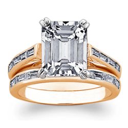 Gold Over Sterling Emerald-Cut Cubic Zirconia Wedding Ring Set