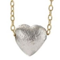 Sterling Silver Hand Brushed Heart Pillow Necklace