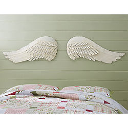 Ivory Finish Angel Wings Wall Decor