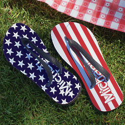 Personalized Stars and Stripes Flip Flops