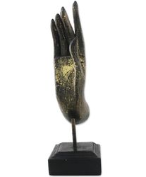 Glittering Friendly Blessing Right Hand Wood Sculpture