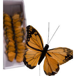 5" Feather Monarch Butterfly Decorations