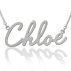 Personalized Unique Sterling Silver Script Name Necklace