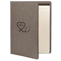 Personalized Heart Medical Portfolio in Gray Leatherette