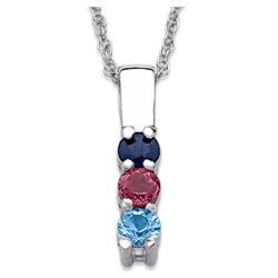Sterling Silver Birthstone Trio Family Drop Necklace
