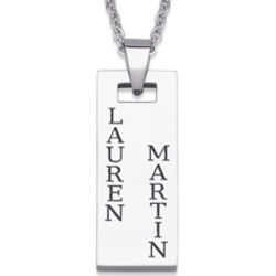 Stainless Steel Two Become One Couple's Engraved Name Pendant