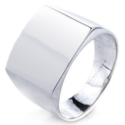 Engraved Silver Cushion Cut Signet Ring