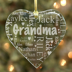 Grandma's Heart Personalized Word-Art Ornament