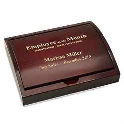 Personalized Employee of the Month Pens in Espresso Wood Box
