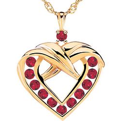 A Dozen Rubies in 14k Gold Plated Heart Pendant