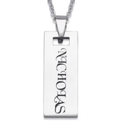 Stainless Steel Book Binding Engraved Name Pendant