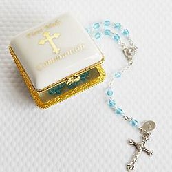 First Holy Communion Personalized Porcelain Rosary Case