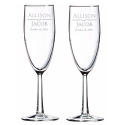 Personalized Wedding Anniversary Glass Toasting Flutes