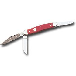 Stockman Knife with Stainless Steel Blades and Red Bone Handle
