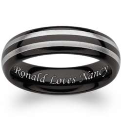 Personalized Men's Cobalt Two-Tone Striped Message Band