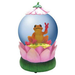Peace Frog on Lotus Flower Musical Waterglobe