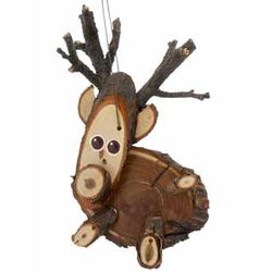 Personalized Natural Wood Reindeer Christmas Ornament
