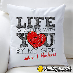 Smiley Personalized Love Throw Pillow