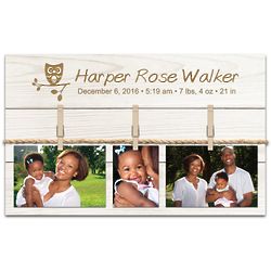 Baby's Personalized Pine Wood Clothespin Photo Pallet in White