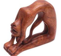 Ustrasana Yoga Kitty Wood Sculpture
