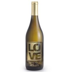 Reserve Chardonnay Love Design Etched Wine Bottle