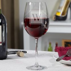 Block Monogram Personalized Wine Glass