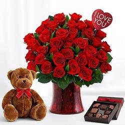 The Ultimate Romance Collection with Roses, Chocolates and Teddy