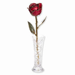 24 Karat Gold Forever Red Roses in Glass Vase
