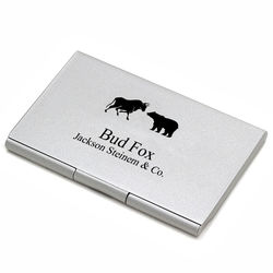 Personalized Wall Street Bear and Bull Business Card Case