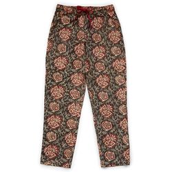 Pajama Pants with Red Flower Hand Block Print