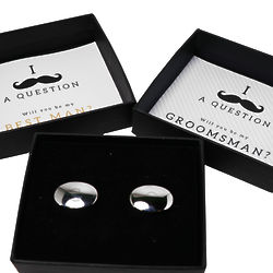 Will You Be My Groomsman or Best Man Engraved Silver Cuff Links