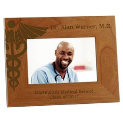 Personalized Doctor Caduceus 4" x 6" Photo Frame