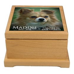 Large Red Alder Memorial Pet Urn with Personalized Photo