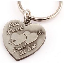 "Our Hearts" Engravable Pewter Key Chain
