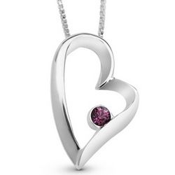 Sterling Birthstone Heart Necklace