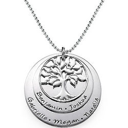 Layered Family Tree Necklace in Sterling Silver