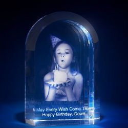 Birthday Cut Dome Tower Rectangle Photo Crystal